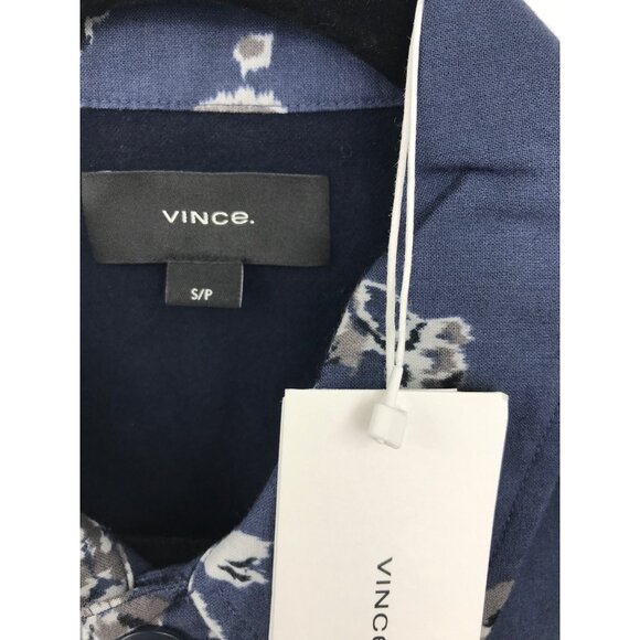 Vince Men's Ikat Floral Print Button Long Sleeve Shirt Blue Size Small NEW - Picture 5 of 8